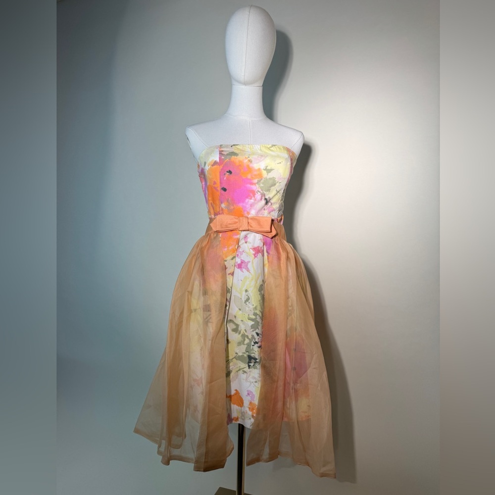 J. Crew Vibrant Multicolor Floral Strapless Cotton Mini Dress